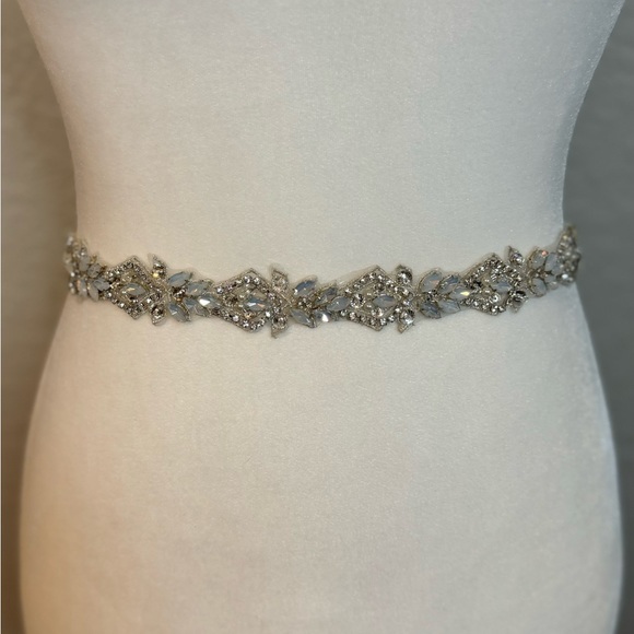 Crystal Opal Wedding Dress Belt / Crystal Opal Bridal Belt - Picture 5 of 13